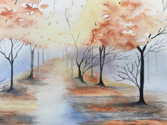 Watercolor Fall and Rain