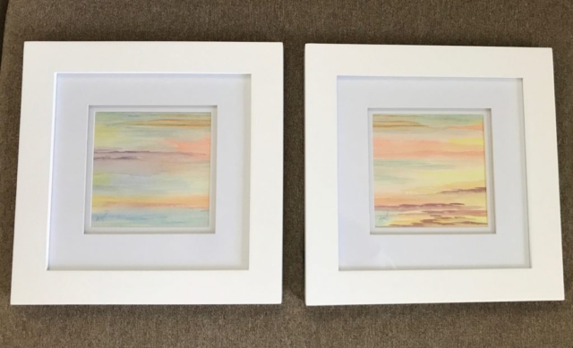 Watercolor Sunset and Sunrise