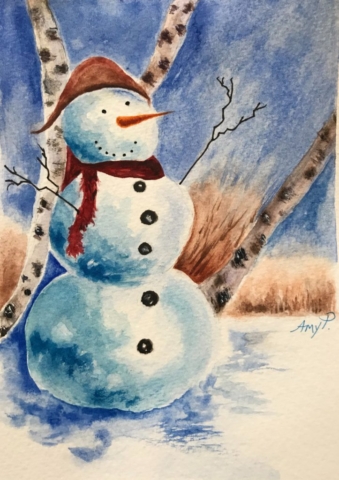 Watercolor Snowman (5x7 card)