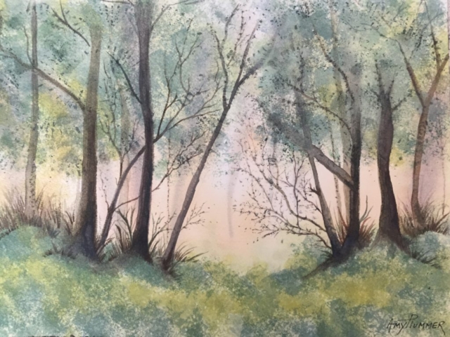 Watercolor Spring Forest